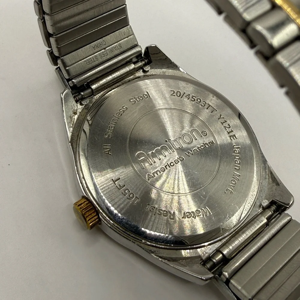 Armitron Men's Diamond Two-Tone Dark Blue Dial Quartz Watch With (New Battery)